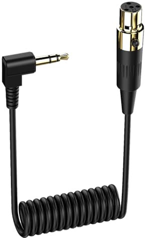 MysRuida 3.5mm to Mini XLR Audio Coiled Cable, 3.5mm TRS Male to 4 Pin Mini XLR Female Stereo Audio Conversion Cable for Digital Camera, Microphone, Audio Mixer, Recorder, 0.5 Meter