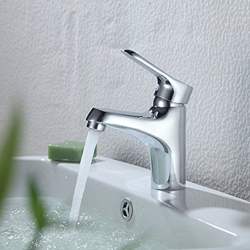 QTYQWC Mixer Tap Copper Washbasin,Hot and Cold Water,Single-Hole Bathroom Vanity Faucet,Pedestal Basin,Undercounter,Washbasin Mixer Tap,Copper Bathroom Sink Faucet Single Handle,Kitchen Sink Faucet