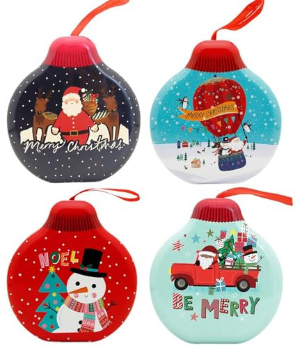 Scatole per biscotti di Natale,Scatole per biscotti di Natale - Set di contenitori per biscotti di 4 - Scatole per biscotti di Natale in latta per ciambelle, scatole per biscotti per pasticceria