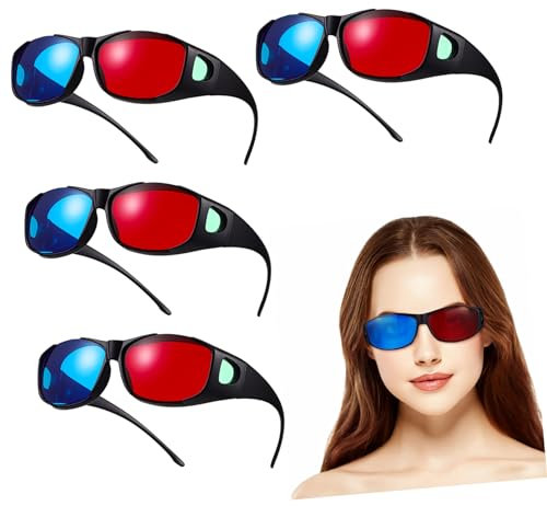 Genérico 5 Piezas Gafas 3D Rojas y Azules Gafas Rojas 3 para Películas De Películas 3D Accesorios De De Película 3D Anteojos 3D De Cine 3 para Ver Plástico Óptico