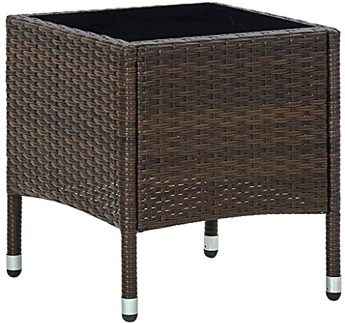 Myheimly Gartentisch Beistelltisch Gartenmöbel Tisch Balkontisch Loungetisch Couchtisch Kaffeetisch Terrassentisch 40x40x45cm Poly Rattan Braun