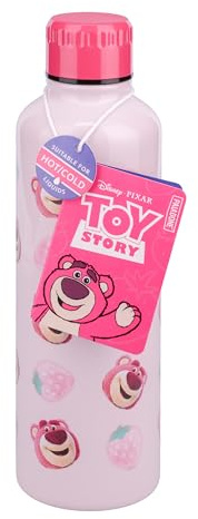 Paladone Gourde Lotso réutilisable en acier inoxydable rose avec bouchon à visser, 500 ml, Produit sous licence officielle Disney Pixar Toy Story pour enfants, adolescents, adultes, école, travail