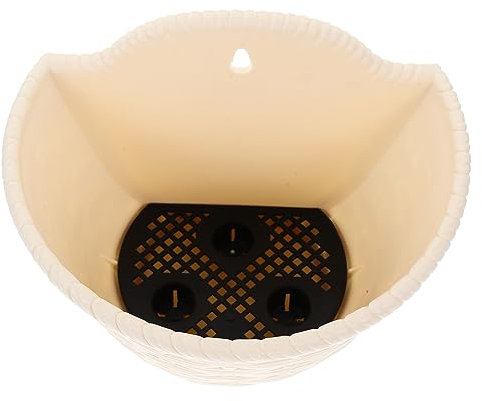 BESPORTBLE Jardinière Murale Suspendue Tissée en Rotin Synthétique Crème 30,5 Cm pour Intérieur Et Extérieur Support Mural pour Plantes D'intérieur Décoratives