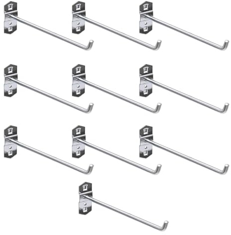 10 Pack Crochets pour Étagère de Supermarché, Crochet Robuste à Trou Carré, Crochet de Présentoir en Métal pour Supermarché, Garage, Commerce de Détail (200 mm)