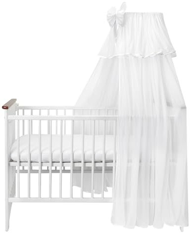 balbina Baldacchino in chiffon, set decorativo per lettino, baldacchino con fiocco, zanzariera per camera dei bambini, tenda da letto trasparente, senza barra del baldacchino, 320 x 160 cm, bianco