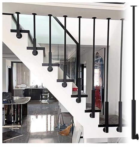QHZYMX Garde Corps Escalier Balustrade D'escalier Noire Personnalisable en Hauteur, Ensemble De Balustres D'escalier Modernes avec Vis, Colonne De Rampe Verticale pour Couloirs(70cm/27.5in)