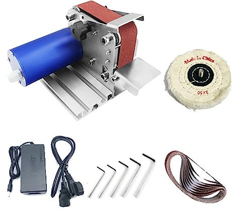Amoladora de banco, Lijadora de banda Mini eléctrica a prueba de agua máquina de pulir con correa de motor cuchillos 30*330mm cinturones amoladora afilador cortador cuchillo bordes ,Alta potencia(Gene