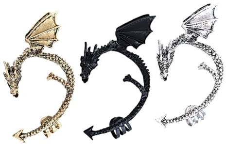 Beavorty 3pezzi Orecchini Clip Punk Drago Gotico Orecchini Senza Piercing Per Feste Di Halloween Compleanno e Altre Occasioni