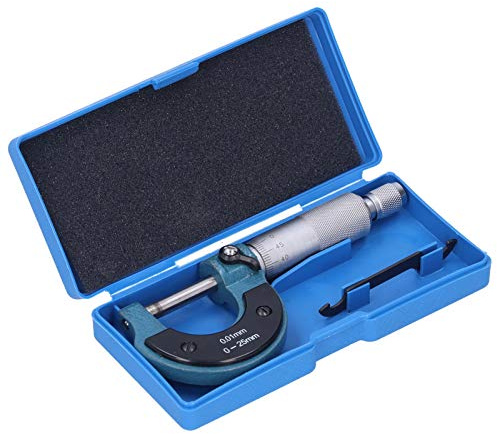 Micrometro 0-25 mm | Strumento di misurazione 0,01 mm | Micrometro esterno per meccanici/ingegneri/fai da te | compilazione in acciaio 40 # Precisione 0,03 mm
