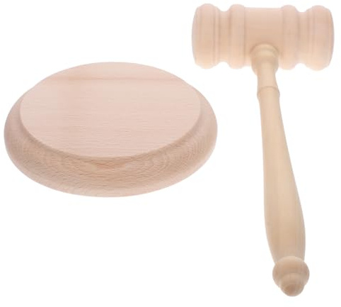Marteau de Juge en Bois Beige, Lot de 1 Set, pour Vente aux Enchères | Portable, Son Clair et Puissant, Format Compact, Usage Professionnel pour Exécutif et Avocat