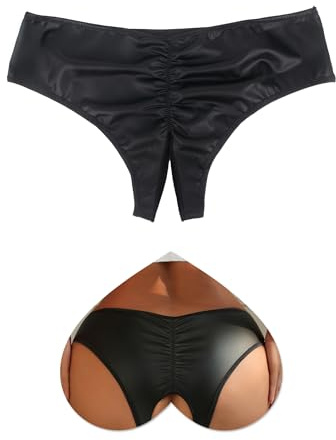 ohmydear Women's Sexy Panties Plus Size French Knickers Hollow Out Tanga Briefs Ladies Underwear Cheeky Thongs Black Hot Womens Pants UK 12