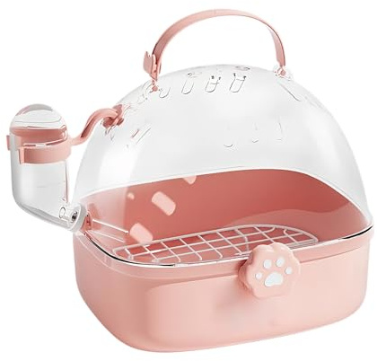 Transportín de hámster suministros de viaje transpirables y amplios para | Transportín PVC Animales Pequeños, Botella de Agua para guacamayos, periquitos, cotorras, ninfas y chinchillas