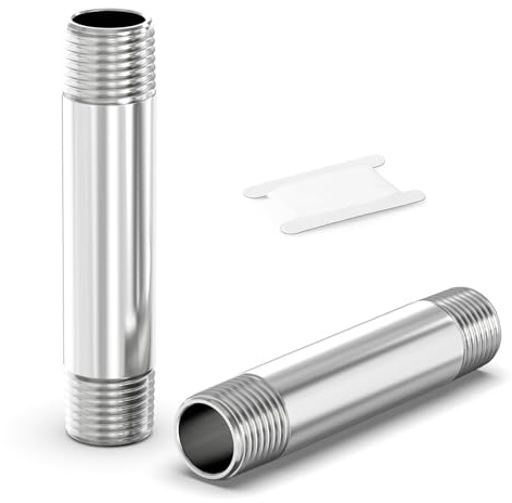 TAILONZ 2Pzs Raccord Tubé 304SS 1 Macho x Macho BSP 100mm | Alarga La Tubería, Resistente A La Corrosión, Sellado Hermético, Para Sistemas Neumáticos Y De Fluidos.