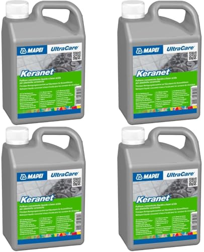 Mapei Ultracare Keranet, Pulitore Concentrato Acido per Pavimenti e Piastrelle, Interni ed Esterni, 1 Litro (4, 1 L)