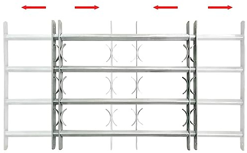 Genérico Grate per Finestre Regolabili 4 Barre Trasversali 500-650 mm,Argento,6.15kg,141385