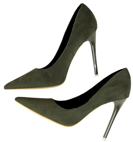 Klassiska högklackade damskor stilettskor mode (grön 10,5 cm, 39)
