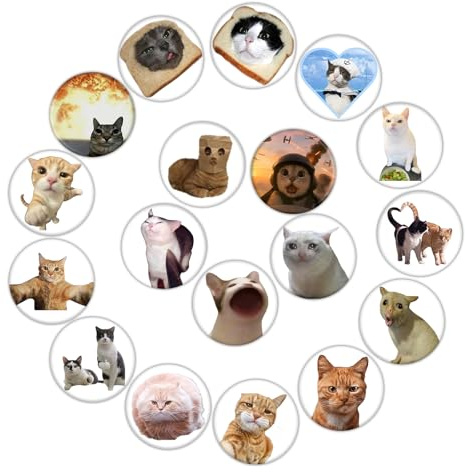 GTOTd Cute Cat Katzen Pins Set Buttons Anstecker (18 Stück 3.8cm)