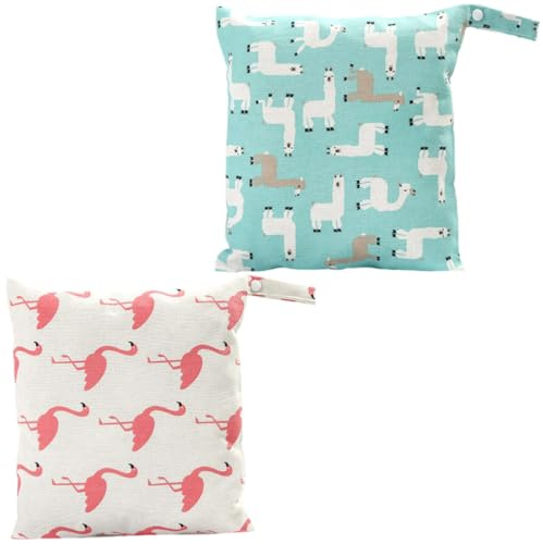 GALPADA Sacchetti Cambio Pannolini Riutilizzabili 2 Pezzi in Lino Blu per Organizzare Pannolini Bagnati o Asciutti per Uso Indoor e Outdoor