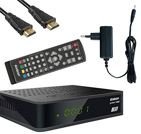 Edision proton T265 LED DVB-T2 HD H.265 HEVC Full HD Hybrid FTA Receiver HDTV DVB-T2/DVB-C inkl. HDMI Kabel