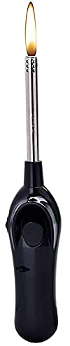 1x Stabfeuerzeug Piezoflamme Gasfeuerzeug 23,5 cm Lang (1 STK.(Schwarz) +1x (Konsumany® Stab- Stumfeuerzeug 12,5 cm Lang)