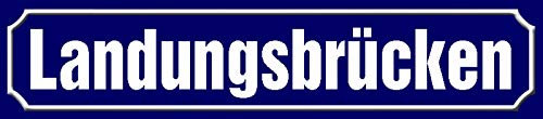 Schatzmix Straßenschild Landungsbrücken Metallschild Wanddeko 46x10 cm tin Sign Blechschild, Blech, Mehrfarbig