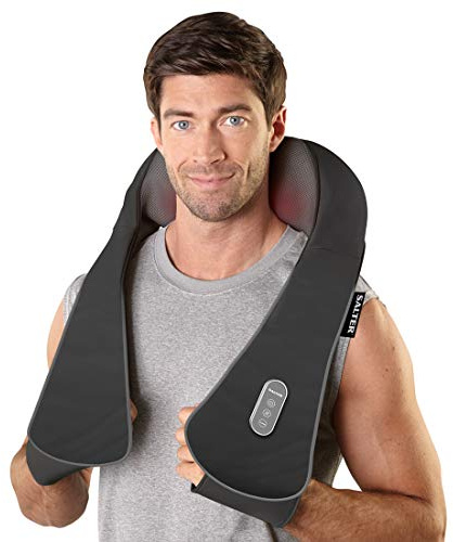 Salter NM10-EU Massagegerät für Hals und Schulter, Shiatsu Massageauflage mit Wärmefunktion, Rückenmassagegerät, Nackenmassagegerät, Schultermassagegerät, Vibrationsmassage Zu Hause/Im Büro