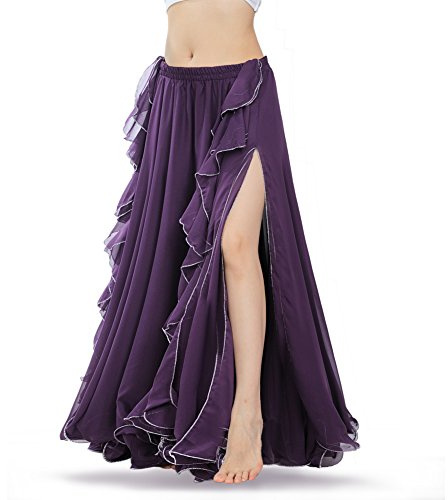 ROYAL SMEELA Chiffon Bauchtanz Rock Damen Gute Qualität Bauchtanz Kostüm Damen Ausbildung Tanzkleid Bauchtanz Maxi Rock Chiffon Flamenco Rock Lang Bauchtanz röcke Bauchtänzerin Rock für Frauen