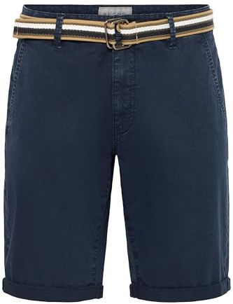 Blend BHBruno herr chinos shorts Bermuda korta byxor med bälte stretch fickor bomullsblandning normal passform, Marin (70230), L