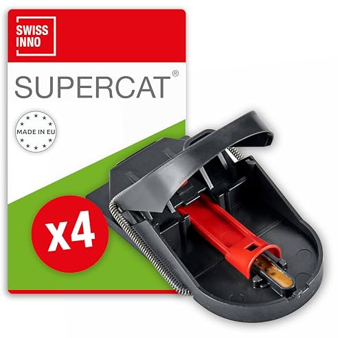 SWISSINNO Piège à Souris Pro SuperCat – Tapetteà Souris - Prêt à l’Emploi, Spécifique aux Souris – Capture Instantanée et Hygiénique – Réutilisable - 4 Pièges