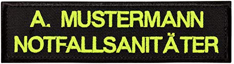 Namensschild bestickt mit eigenem Namen personalisiert Stickschild in vielen Größen und Farben mit Klett (120x40mm, schwarz)
