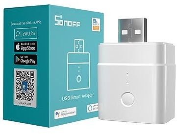 SONOFF Micro USB Adaptor, 5V Smart WiFi Switch, Works With Alexa/Google Home, Remotely Controllable, Voice Control, Timer Function, No Hub Required, for Type A Devices