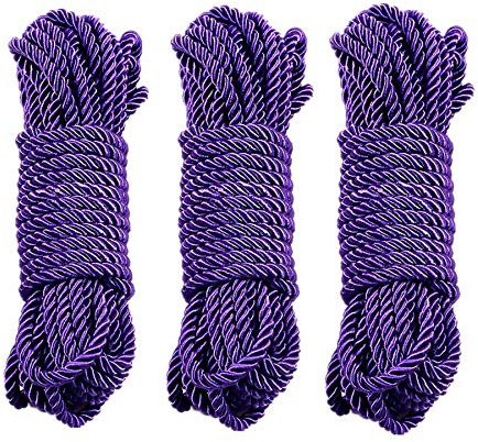 3x 10m Deluxe Geflochtenes Nylon Bondageseil Bondage Seile BDSM Fesselseil Fetisch Flirt SM Spielzeug für Paare (Lila)