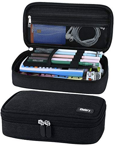 Chelory Big Capacity Pencil Case Large Pencil Cases High Storage Pencil Bag Pouch for Boys Girls Teens Middle College School Office Stationary Supplies Makeup Bag Men Women (Black)