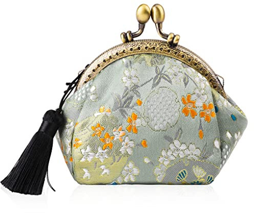 Oyachic Flower Portemonnaie Floral Coin Purse Brieftasche mit Clipverschluss Klickverschluss Handtasche Münzbörse Geldbörse Geldbeutel Damen