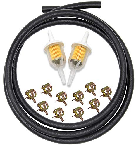 SWNKDG 5/16 tum bensinslangsats (2 meter 8 x 14 mm), bränsleledning med bensinfilter och slangklämma för bil motorcykel skoter