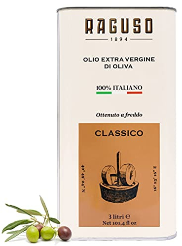 Frantoio Raguso Olio extravergine di oliva 3 lt - Classico - 100% Italiano - Ottenuto a freddo, fruttato medio, Premiato Gambero Rosso 2020