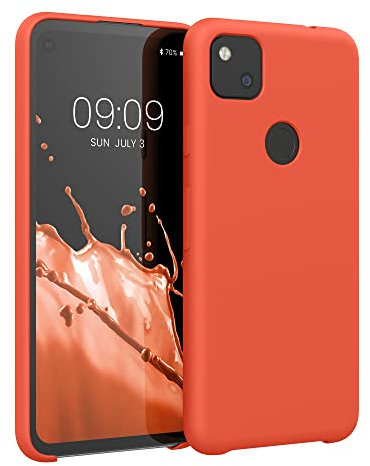 kwmobile Hülle kompatibel mit Google Pixel 4a Hülle - Silikon Handy Case - Handyhülle weiche Oberfläche - kabelloses Laden - Mandarin Orange