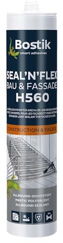BOSTIK H560 Seal'n´Flex Mastic hybride pour construction et façade Gris clair – Élastique souple, polyvalent, sans solvant, faible rétrécissement, pour intérieur et extérieur, 290 ml