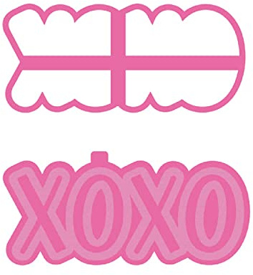 LissieLou Kisses and Hugs Cookie Cutter and Stamp Valentine's Day Icing Stamp Fondant Embosser - Pink