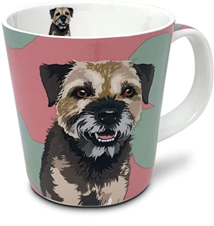 Tazza da tè con bordo terrier in confezione regalo di Leslie Gerry - Fine Bone China - Tazza da tè