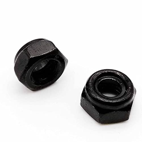 Sicherungsmutter M2 M2.5 M3 M3.5 M4 M5 M6 M8 M10 M12 M14 M16 304 Edelstahl schwarzer Sechskant-Nylon-Einsatz-Sicherungsmutter selbsthemmende Sicherungsnuss (2/5/10 / 25pc)(Black carbon steel,25pcs M2.