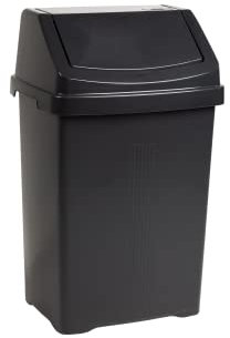 JMS we create smile Midnight Grey/Dark Grey High Grade Plastic Swing Bin Flip Top Waste Rubbish Kitchen Bin Dustbin (25 Litre)