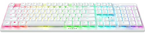 Razer DeathStalker V2 Pro Wireless Gaming Keyboard: Low-Profile Optical Switches - Clicky Purple - HyperSpeed Wireless & Bluetooth 5.0 - Up to 200 Hrs - Ultra-Durable Coated Keycaps - RGB - White
