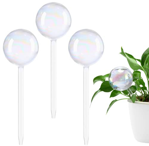 Joycabin Glass Plant Watering Globes, 200 ML Colorful Plant Waterer, Self Watering Feeding System for Indoor and Outdoor Use, 7cm Diameter, 3 Pcs