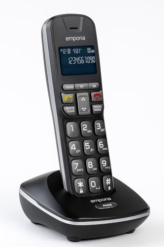 Emporia TALKHOME DECT TH-21 Cordless Phone with Big Buttons, Large Display and Amplified Sound - Black/Silver (Official UK & Ireland Version)