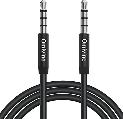 Omivine 3.5mm Audio Cable 4-Pole TRRS Aux Male to Male Microphone Cord for Car, Headphone, Smartphone, Speaker, Laptop PC TV, MP3, Echo Dot, Tablet, Home Stereos, Laptop and More – 1M Black