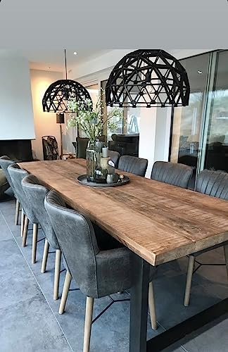 designs4yourhome Esstisch 170x70 echte Baumkante, massiver Holztisch aus Wallnuss, Schwarze Metallbeine, Baumkantentisch, Esstisch für bis zu 6 Personen, Holztisch Mailand (Nussbaum+Kufen, 170x70)