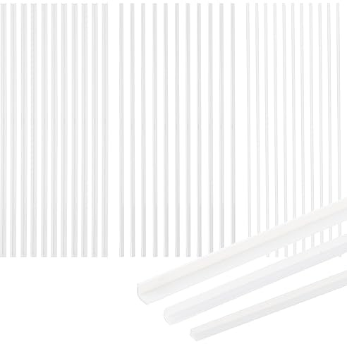 BENECREAT 60Pcs 3 Styles Abs Styrene Plastic L-Shaped Right Angle Strip White, Thick Styrene Plastic Evenly Legged Angularly Formed, for DIY Craft Sandbox Material for Model Building