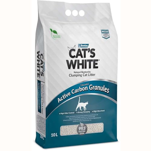 Cat's White Arena Aglomerante Con Carbón Activo - Atrapa Olores para Gatos, 10 L