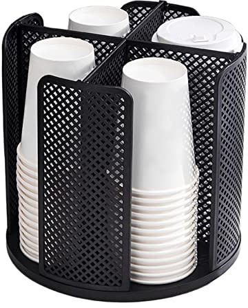 Pomurom Lazy-Susan - Dispenser per bicchieri in plastica usa e getta, porta bicchieri usa e getta per piano di lavoro, caffetteria, negozio, casa, feste, piatti girevoli